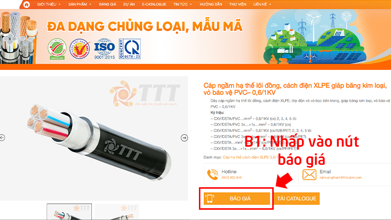 Hướng dẫn nhận báo giá dây cáp điện Tài Trường Thành