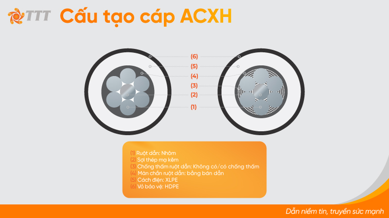 cấu tạo cáp trung thế acxh